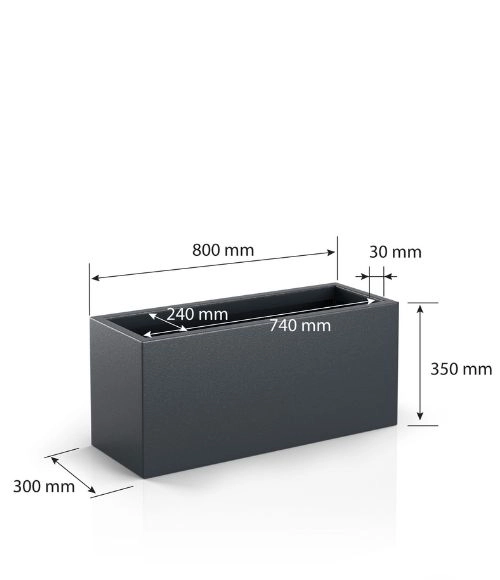 Nowoczesna donica podłużna Long Slim Monumo- wymiary